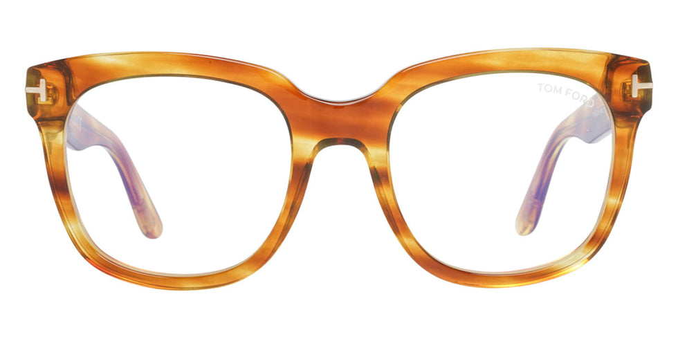 Tom Ford® FT5537-B FT5537-B 045 52 - Shiny Striped Light Brown/Blue Eyeglasses