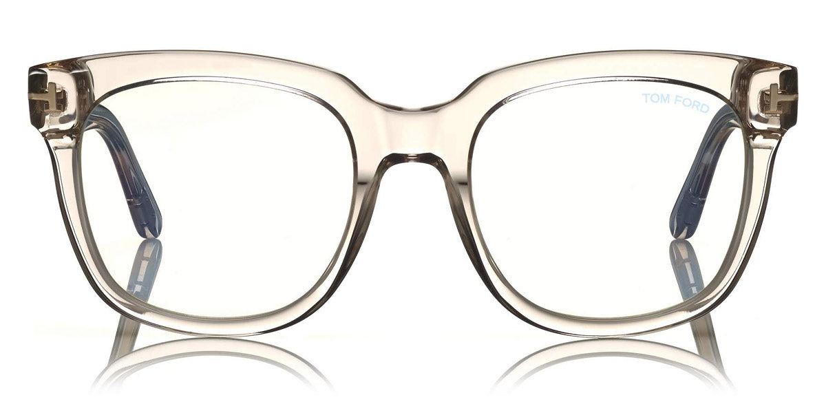 Tom Ford® FT5537-B FT5537-B 072 52 - 072 - Shiny Transparent Light Pink/ Blue Block Lenses Eyeglasses
