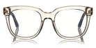 Tom Ford® FT5537-B FT5537-B 072 52 - 072 - Shiny Transparent Light Pink/ Blue Block Lenses Eyeglasses