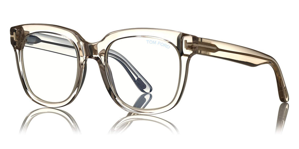 Tom Ford® FT5537-B FT5537-B 072 52 - 072 - Shiny Transparent Light Pink/ Blue Block Lenses Eyeglasses