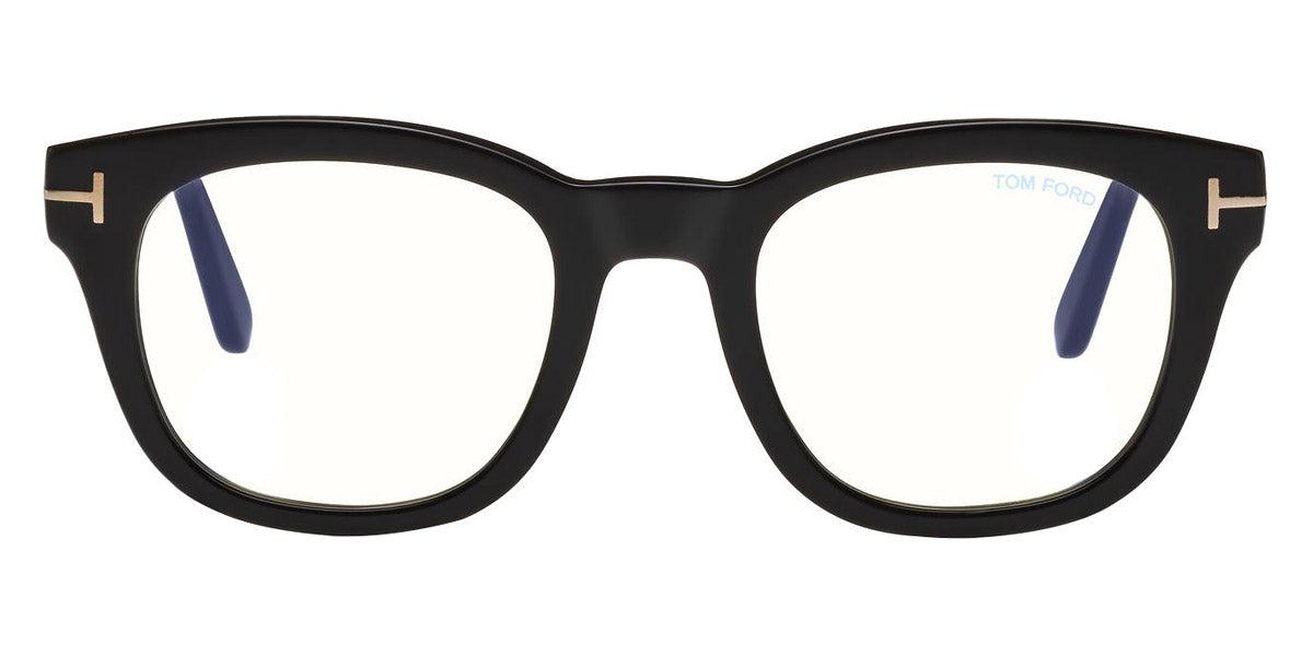 Tom Ford® FT5542-B FT5542-B 001 50 - 001 - Shiny Black, Shiny Rose Gold t" Logo / Blue Block Lenses" Eyeglasses