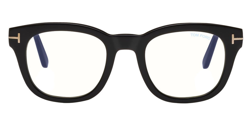Tom Ford® FT5542-B FT5542-B 001 50 - 001 - Shiny Black, Shiny Rose Gold t" Logo / Blue Block Lenses" Eyeglasses
