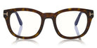 Tom Ford® FT5542-B FT5542-B 052 50 - 052 - Shiny Dark Havana, Shiny Rose Gold t" Logo  / Blue Block Lenses" Eyeglasses