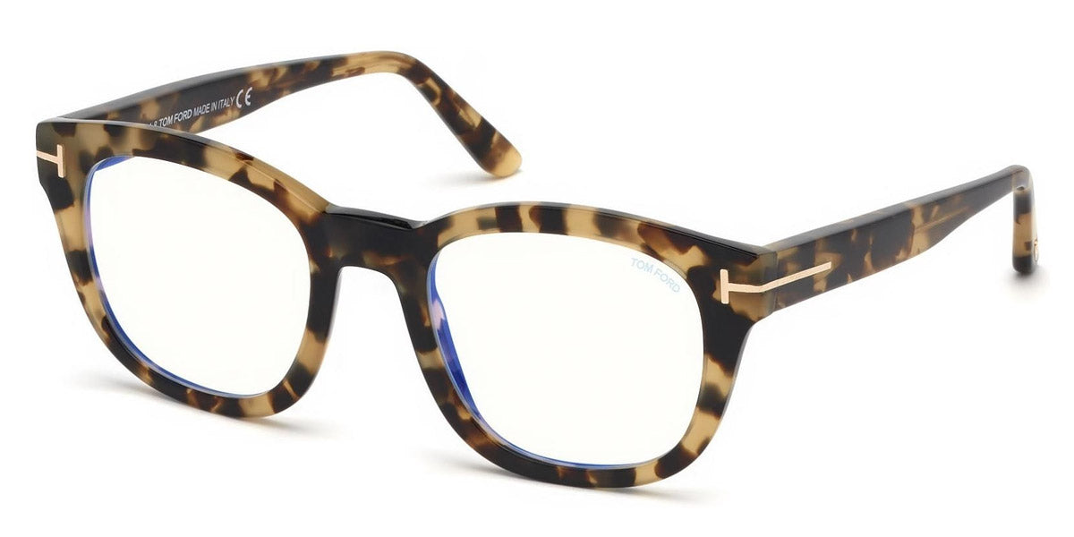 Tom Ford® FT5542-B FT5542-B 056 50 - 056 - Shiny Vintage Havana, Shiny Rose Gold t" Logo  / Blue Block Lenses" Eyeglasses