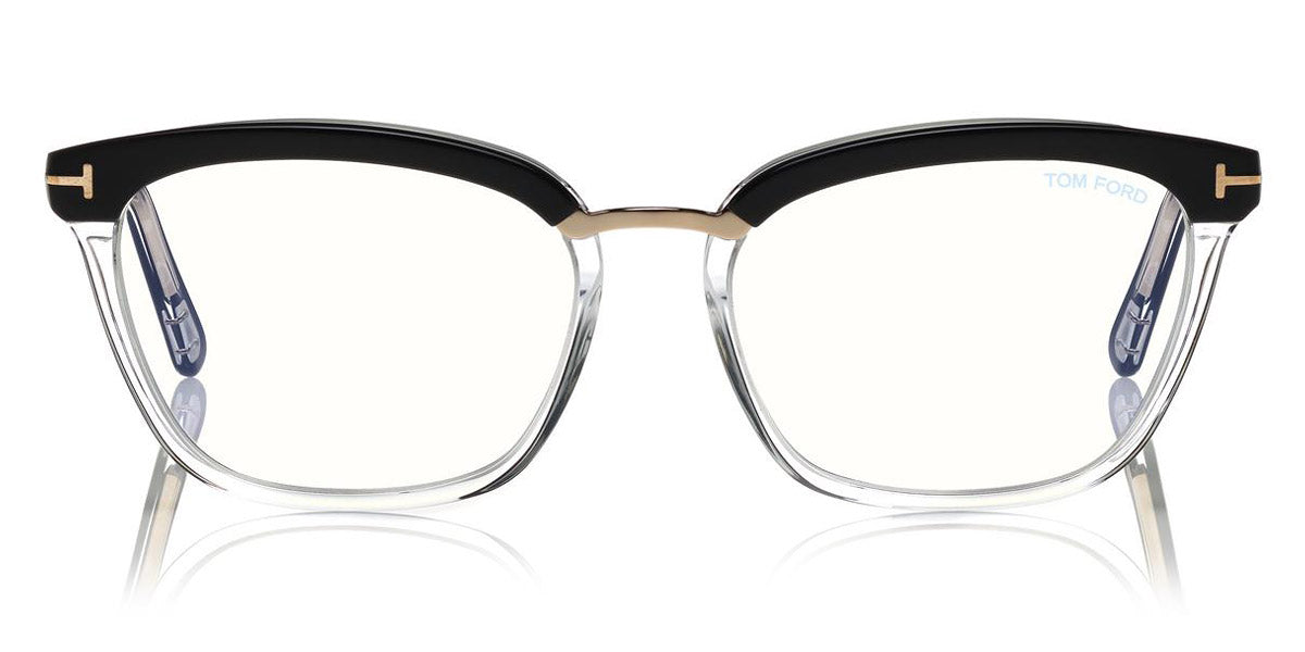 Tom Ford® FT5550-B FT5550-B 005 54 - Shiny Black & Crystal/Rose Golds Eyeglasses
