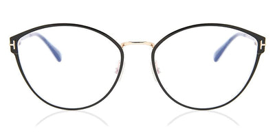 Tom Ford® FT5573-B FT5573-B 001 55 - Shiny Black/Palladium "T" Logo/Black/Blue Eyeglasses