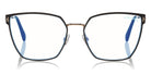 Tom Ford® FT5574-B FT5574-B 001 55 - 001 - Black Enamel Front, Shiny Rose Gold, Black Tips/ Blue Block Lenses Eyeglasses
