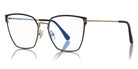 Tom Ford® FT5574-B FT5574-B 001 55 - 001 - Black Enamel Front, Shiny Rose Gold, Black Tips/ Blue Block Lenses Eyeglasses