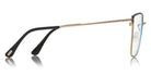 Tom Ford® FT5574-B FT5574-B 001 55 - 001 - Black Enamel Front, Shiny Rose Gold, Black Tips/ Blue Block Lenses Eyeglasses