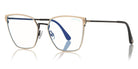 Tom Ford® FT5574-B FT5574-B 021 55 - 021 - Ivory Enamel Front, Shiny Black Metal, Black Tips/ Blue Block Lenses Eyeglasses