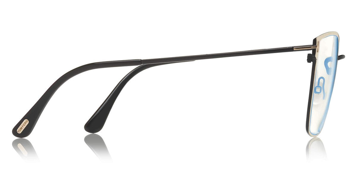 Tom Ford® FT5574-B FT5574-B 021 55 - 021 - Ivory Enamel Front, Shiny Black Metal, Black Tips/ Blue Block Lenses Eyeglasses