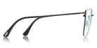 Tom Ford® FT5574-B FT5574-B 021 55 - 021 - Ivory Enamel Front, Shiny Black Metal, Black Tips/ Blue Block Lenses Eyeglasses