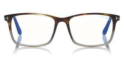Tom Ford® FT5584-B FT5584-B 056 56 - Shiny Havana & Gray/Palladium T Logo Eyeglasses