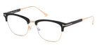 Tom Ford® FT5590-F-B FT5590-F-B 001 52 - 001 - Shiny Black, Shiny Rose Gold/ Blue Block Lenses Eyeglasses