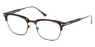 Tom Ford® FT5590-F-B FT5590-F-B 052 52 - 052 - Shiny Classic Dark Havana, Shiny Dark Ruthenium/ Blue Block Lenses Eyeglasses