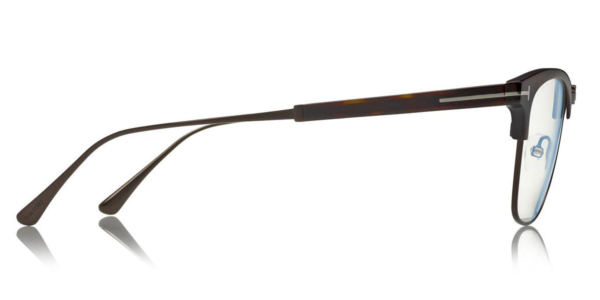 Tom Ford® FT5590-F-B FT5590-F-B 052 52 - 052 - Shiny Classic Dark Havana, Shiny Dark Ruthenium/ Blue Block Lenses Eyeglasses