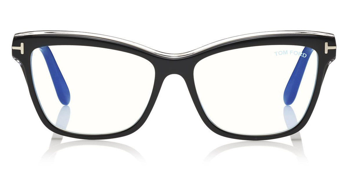 Tom Ford® FT5619-B FT5619-B 001 55 - Shiny Black & Crystal Eyeglasses