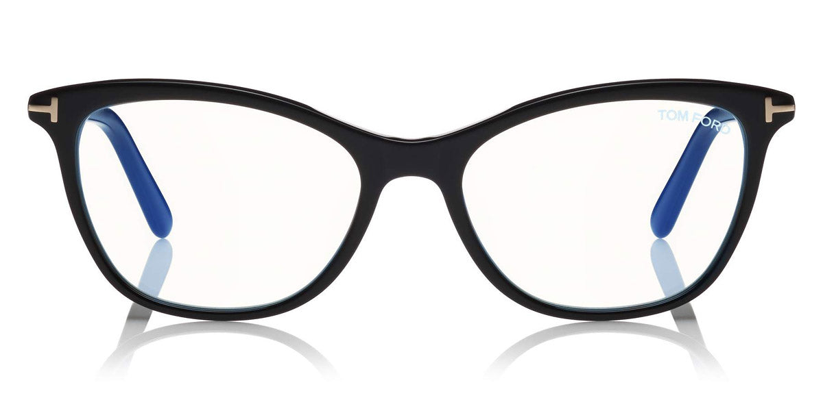 Tom Ford® FT5636-B FT5636-B 001 52 - 001 - Shiny Black, Rose Gold/ Blue Block Lenses Eyeglasses