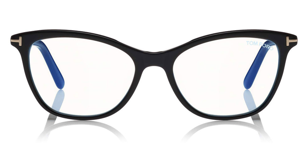 Tom Ford® FT5636-B FT5636-B 001 52 - 001 - Shiny Black, Rose Gold/ Blue Block Lenses Eyeglasses