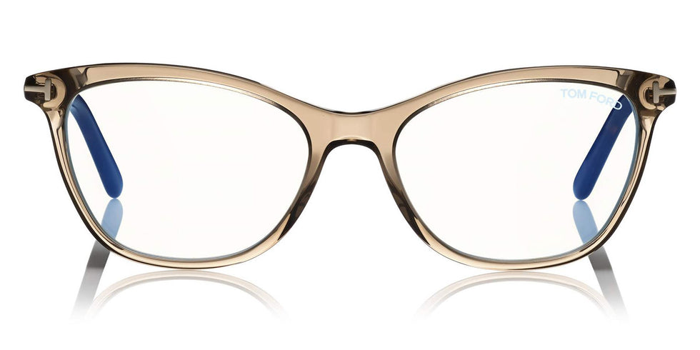 Tom Ford® FT5636-B FT5636-B 045 52 - 045 - Shiny Transp. Brown, Shiny Dark Havana, Rose Gold / Blue Block Lenses Eyeglasses