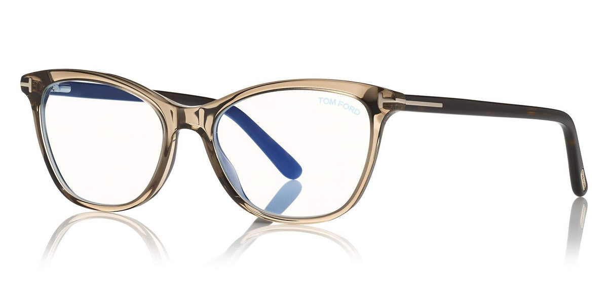 Tom Ford® FT5636-B FT5636-B 045 52 - 045 - Shiny Transp. Brown, Shiny Dark Havana, Rose Gold / Blue Block Lenses Eyeglasses