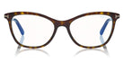 Tom Ford® FT5636-B FT5636-B 052 52 - 052 - Shiny Classic Dark Havana, Rose Gold/ Blue Block Lenses Eyeglasses