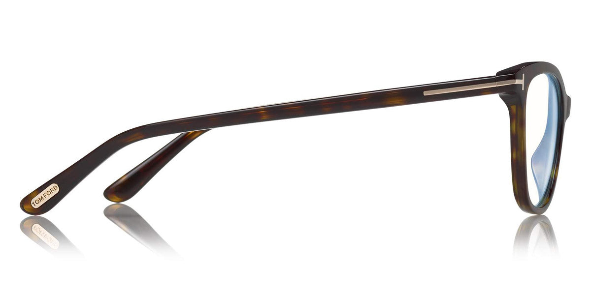 Tom Ford® FT5636-B FT5636-B 052 52 - 052 - Shiny Classic Dark Havana, Rose Gold/ Blue Block Lenses Eyeglasses