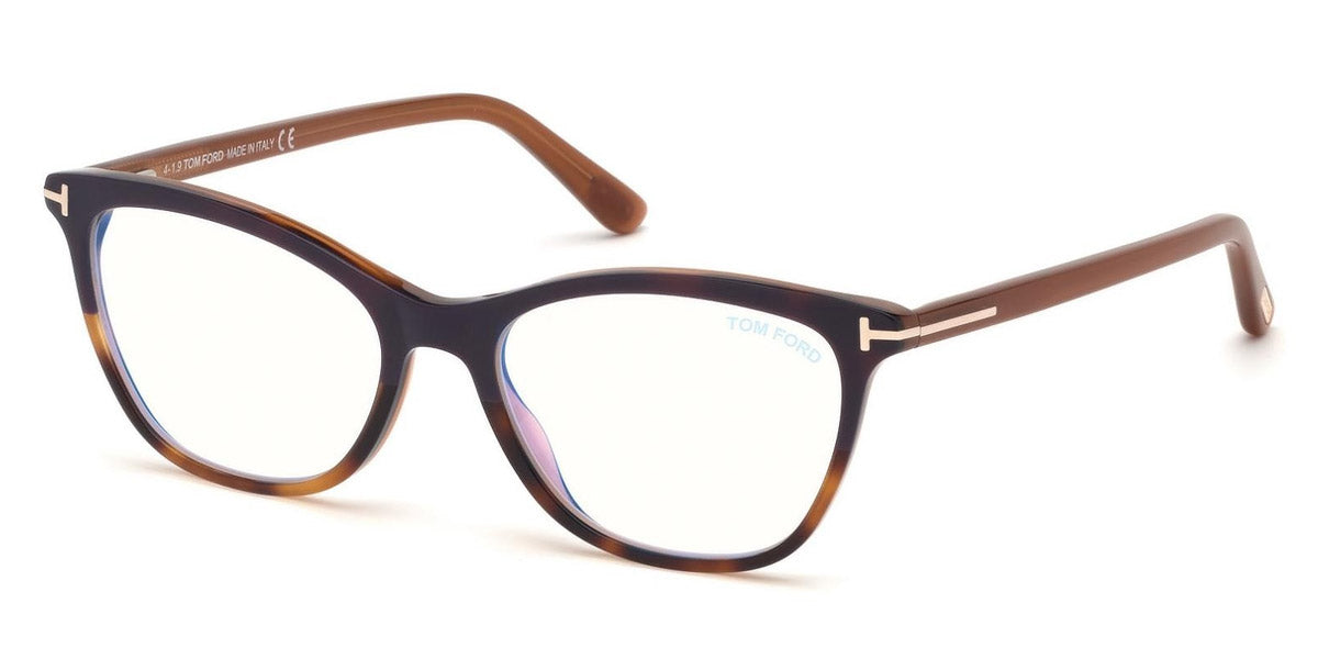 Tom Ford® FT5636-B FT5636-B 055 52 - 055 - Violet & Red Havana, Light Brown, Rose Gold/ Blue Block Lenses Eyeglasses