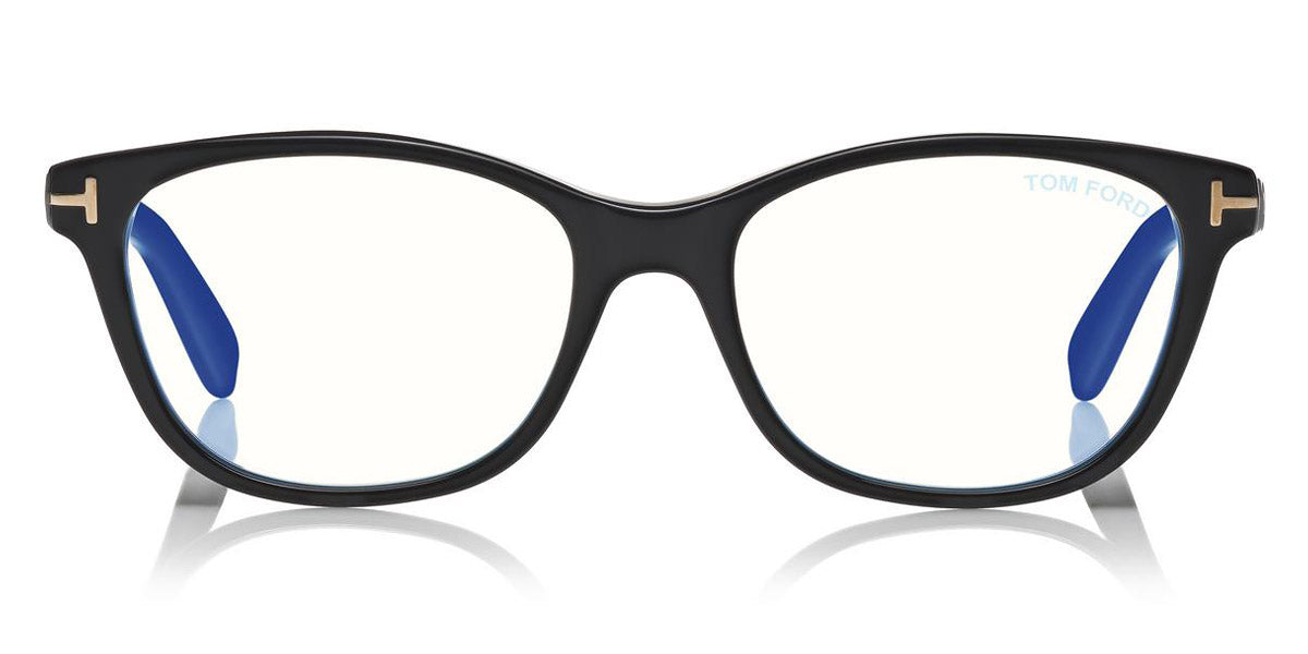 Tom Ford® FT5638-B FT5638-B 052 50 - 052 - Shiny Classic Dark Havana, Rose Gold/ Blue Block Lenses Eyeglasses