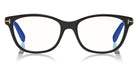 Tom Ford® FT5638-B FT5638-B 052 50 - 052 - Shiny Classic Dark Havana, Rose Gold/ Blue Block Lenses Eyeglasses