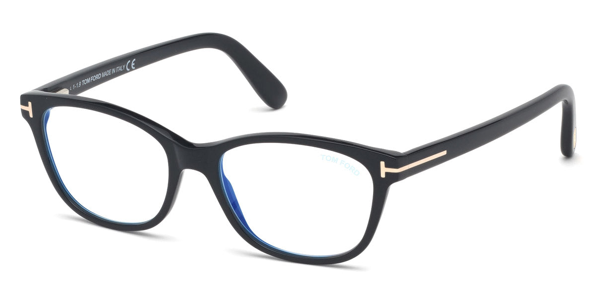 Tom Ford® FT5638-B FT5638-B 052 50 - 052 - Shiny Classic Dark Havana, Rose Gold/ Blue Block Lenses Eyeglasses