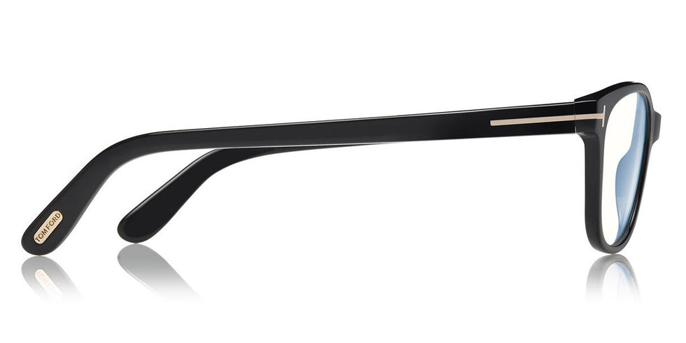 Tom Ford® FT5638-B FT5638-B 052 50 - 052 - Shiny Classic Dark Havana, Rose Gold/ Blue Block Lenses Eyeglasses