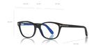 Tom Ford® FT5638-B FT5638-B 052 50 - 052 - Shiny Classic Dark Havana, Rose Gold/ Blue Block Lenses Eyeglasses