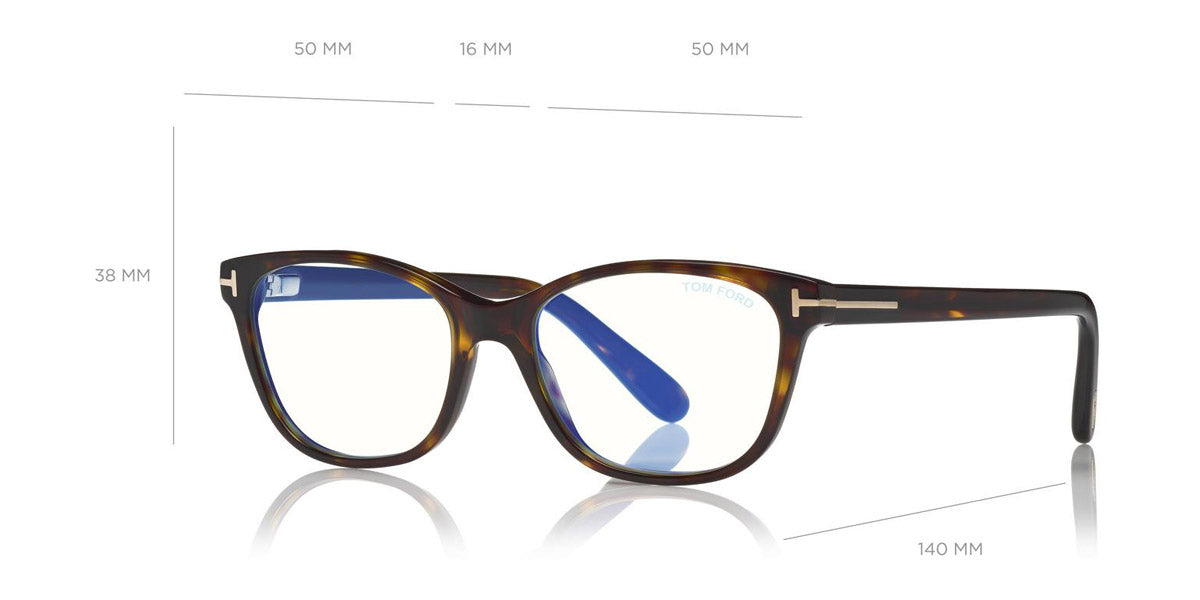 Tom Ford® FT5638-B FT5638-B 055 50 - 055 - Shiny Vintage Pink Havana, Rose Gold/ Blue Block Lenses Eyeglasses