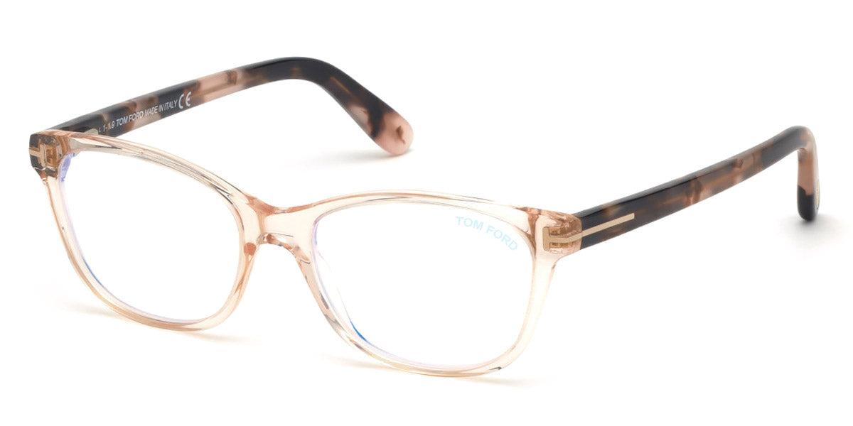 Tom Ford® FT5638-B FT5638-B 001 50 - 001 - Shiny Black, Rose Gold/ Blue Block Lenses Eyeglasses