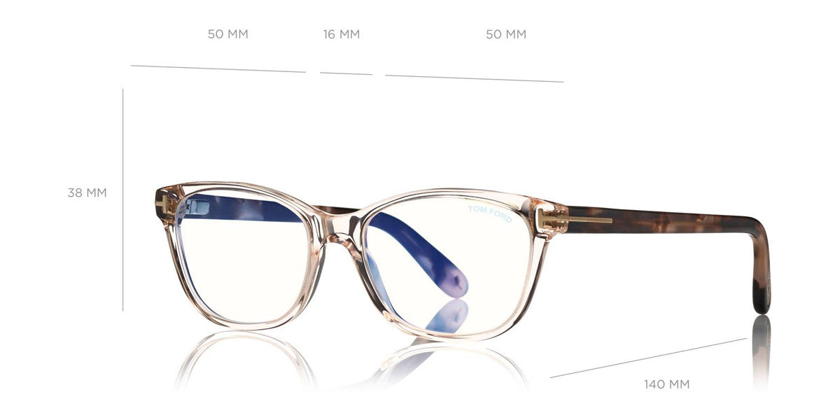 Tom Ford® FT5638-B FT5638-B 001 50 - 001 - Shiny Black, Rose Gold/ Blue Block Lenses Eyeglasses