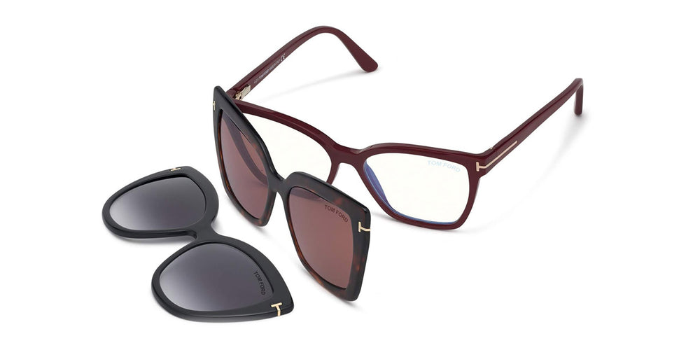 Tom Ford® FT5641-B FT5641-B 075 53 - 075 - Fuchsia, Blue Block/ Clips: Red Havana & L. Brown, Black & Grad. Smoke Eyeglasses