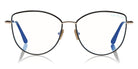 Tom Ford® FT5667-B FT5667-B 005 55 - 005 - Shiny Black Enamel Front, Rose Gold, Black Tips/ Blue Block Lenses Eyeglasses