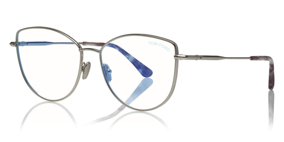 Tom Ford® FT5667-B FT5667-B 016 55 - Shiny Palladium/Vintage Lilac Havanas Eyeglasses