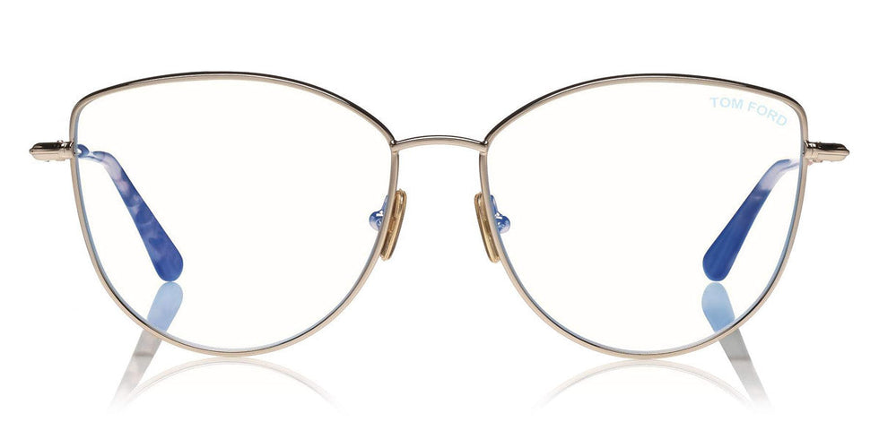 Tom Ford® FT5667-B FT5667-B 028 55 - 028 - Shiny Rose Gold, Vintage Rose Havana Tips/ Blue Block Lenses Eyeglasses