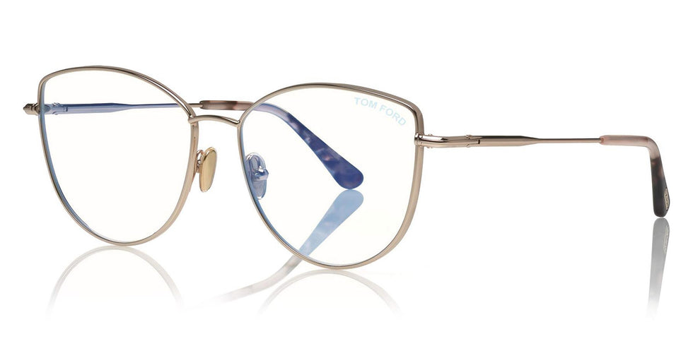 Tom Ford® FT5667-B FT5667-B 028 55 - 028 - Shiny Rose Gold, Vintage Rose Havana Tips/ Blue Block Lenses Eyeglasses