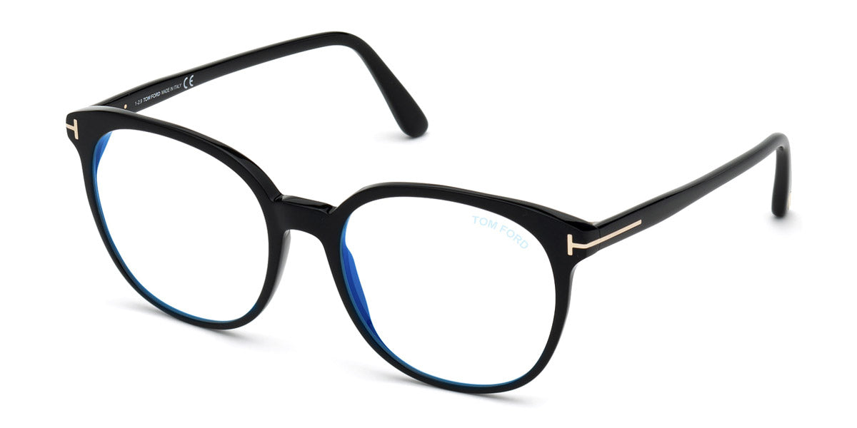 Tom Ford® FT5671-F-B FT5671-F-B 001 55 - 001 - Shiny Black/ Blue Block Lenses Eyeglasses