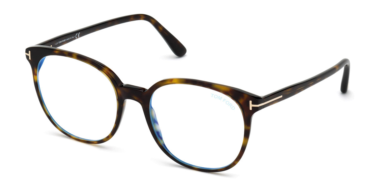 Tom Ford® FT5671-F-B FT5671-F-B 052 55 - 052 - Classic Dark Havana/ Blue Block Lenses Eyeglasses