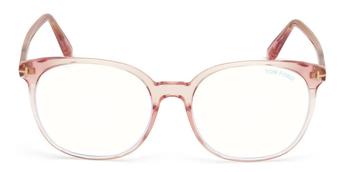 Tom Ford® FT5671-F-B FT5671-F-B 072 55 - 072 - Shiny Transparent Blush/ Blue Block Lenses Eyeglasses