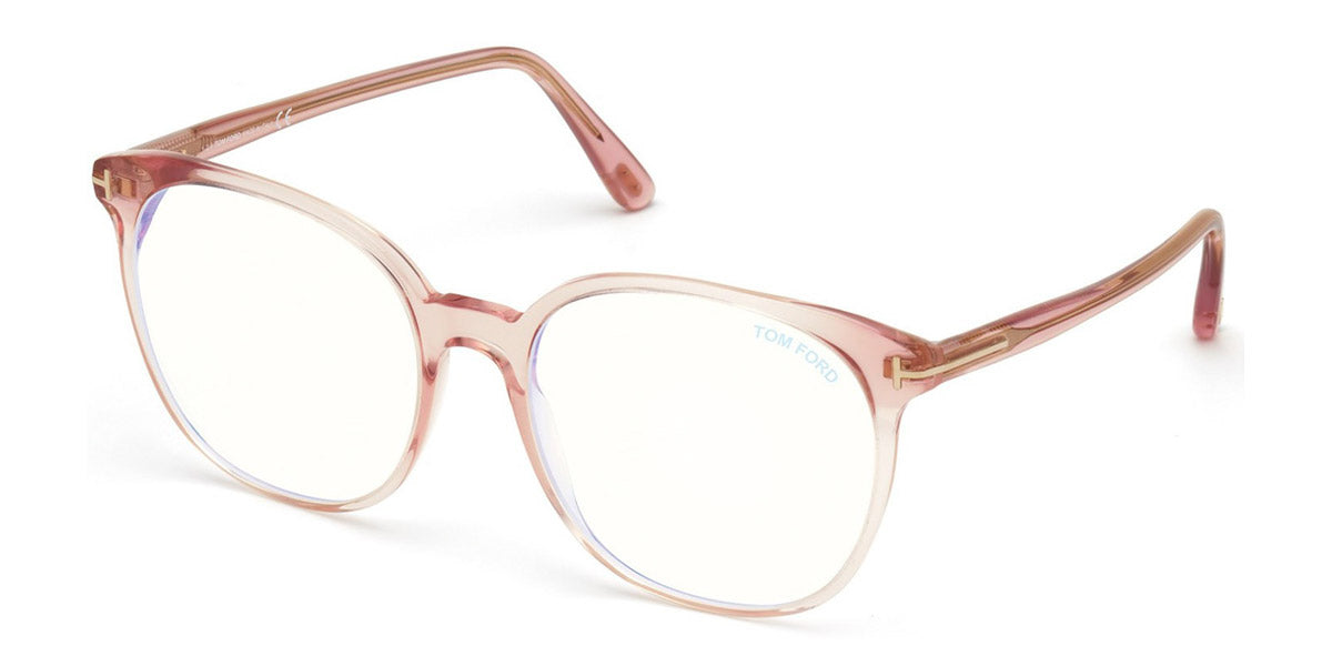 Tom Ford® FT5671-F-B FT5671-F-B 072 55 - 072 - Shiny Transparent Blush/ Blue Block Lenses Eyeglasses