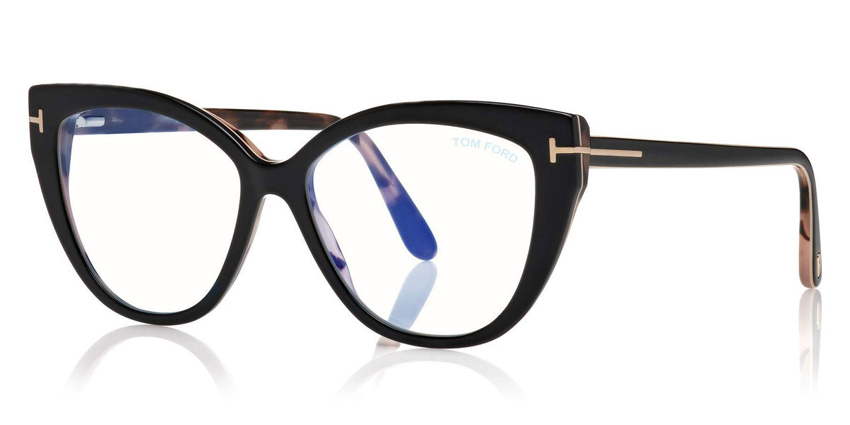 Tom Ford® FT5673-B FT5673-B 005 54 - 005 - Shiny Black, Nude, & Vintage Pink Havana/ Blue Block Lenses Eyeglasses