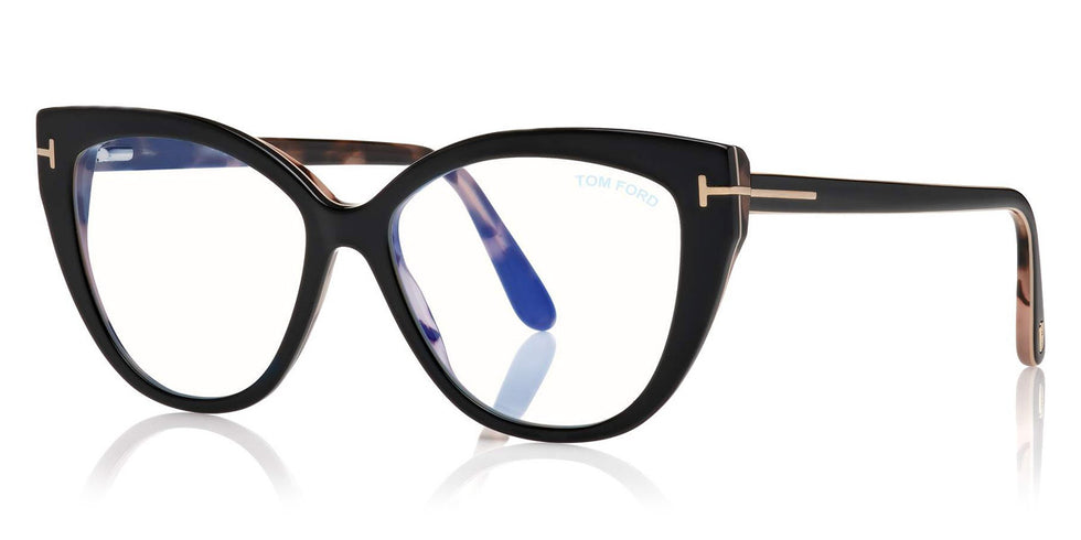 Tom Ford® FT5673-B FT5673-B 005 54 - 005 - Shiny Black, Nude, & Vintage Pink Havana/ Blue Block Lenses Eyeglasses