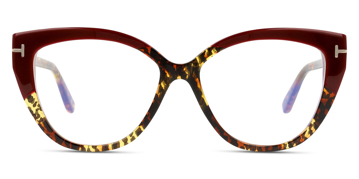 Tom Ford® FT5673-B FT5673-B 056 54 - 056 - Vintage Leopard, Bordeaux-To-Vintg. Leopard Temples/ Blue Block Lenses Eyeglasses