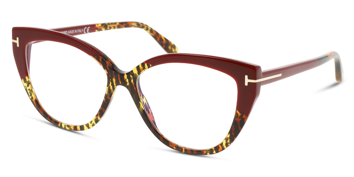 Tom Ford® FT5673-B FT5673-B 056 54 - 056 - Vintage Leopard, Bordeaux-To-Vintg. Leopard Temples/ Blue Block Lenses Eyeglasses