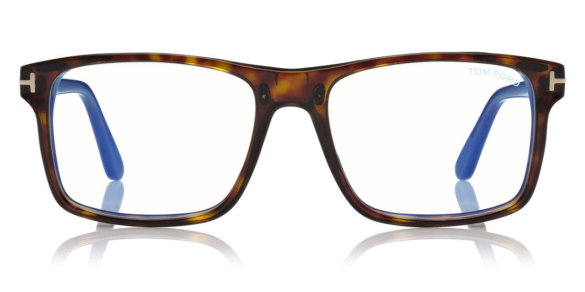 Tom Ford® FT5682-B FT5682-B 052 54 - 052 - Shiny Classic Dark Havana/ Blue Block Lenses W. Roviex Clip On Lenses Eyeglasses